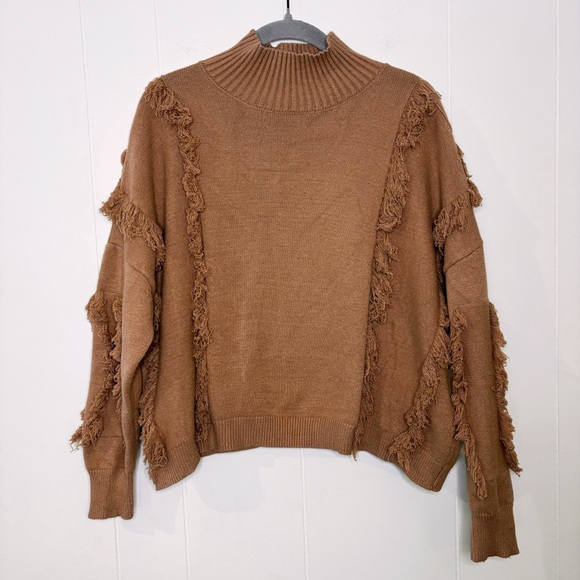 Fanco Tan Fringe Sweater S - Picture 2 of 9